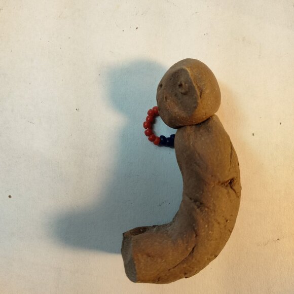 Handmade Clay Figure Beaded Earring Primitive Folk Art Unique Crafting - Picture 6 of 7